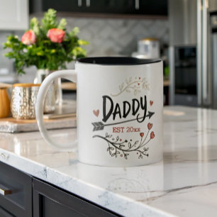 Caneca De Café Em Dois Tons Novo Pai de Pais Personalizado Ano Estabelecido