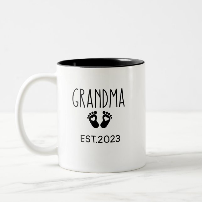 Caneca De Café Em Dois Tons Novo presente GrandMa, anúncio de gravidez, novo b (Esquerda)