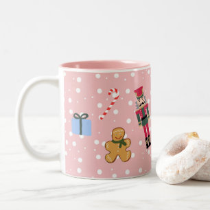 Caneca De Café Em Dois Tons Noz-cracker Pink Ping Pintura de Natal