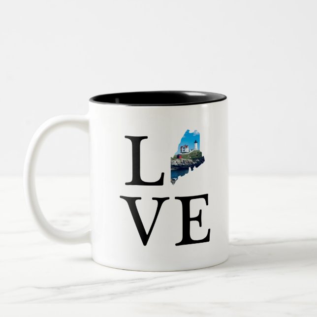 Caneca De Café Em Dois Tons Nubble Lighthouse, Maine (Esquerda)