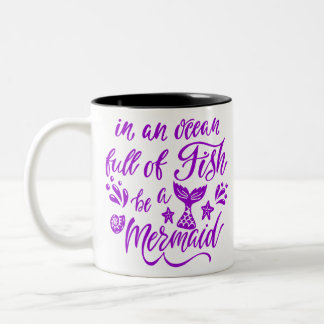 Caneca De Café Em Dois Tons Num Oceano De Peixes Ser Uma Sereia #