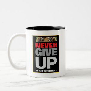 Caneca De Café Em Dois Tons Nunca Desista Nunca Se Renda Citação Motivacional
