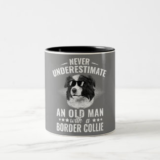 Caneca De Café Em Dois Tons Nunca Entenda Um Velho Com Um Collie Fronteiriço