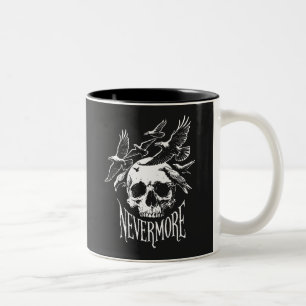 Caneca De Café Em Dois Tons Nunca Mais Crânio E Ravens