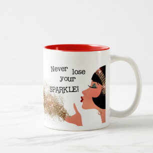 Caneca De Café Em Dois Tons "Nunca Perder O SPARKLE!"