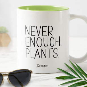 Caneca De Café Em Dois Tons Nunca Plantas Suficientes Humorístico Divertido Ja