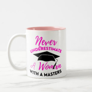 Caneca De Café Em Dois Tons Nunca Subestime O Poder Da Mulher Com Um Mestrado