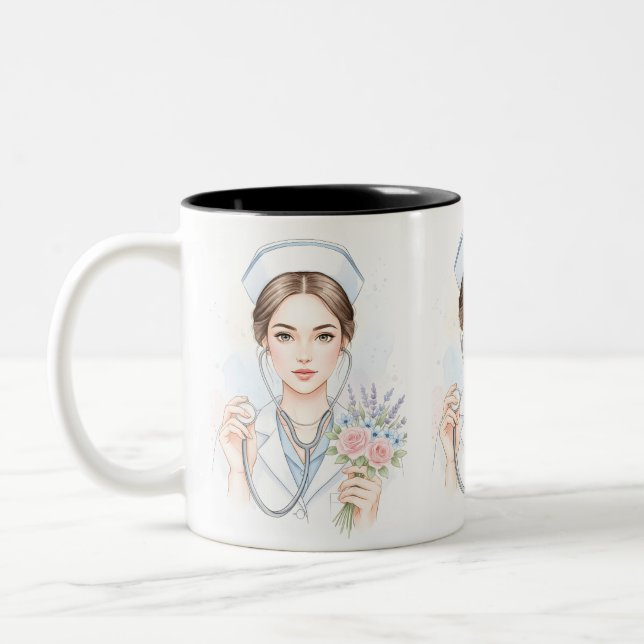 Caneca De Café Em Dois Tons Nurse Life – Gentle Strength (Esquerda)