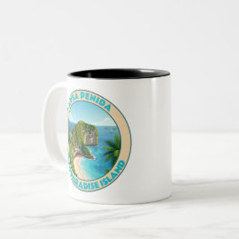 Caneca De Café Em Dois Tons Nusa Penida Vintage Bali Praia Kelingking Viagem