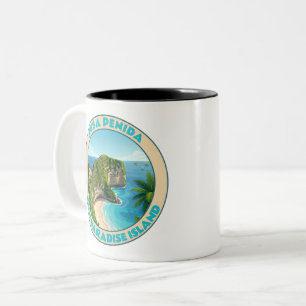 Caneca De Café Em Dois Tons Nusa Penida Vintage Bali Praia Kelingking Viagem