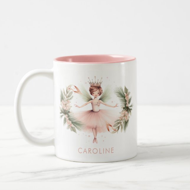 Caneca De Café Em Dois Tons Nutcracker Ballerina Balé Rosa (Esquerda)