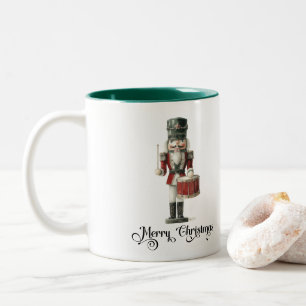 Caneca De Café Em Dois Tons Nutcracker de Natal em Aquarela Elegante