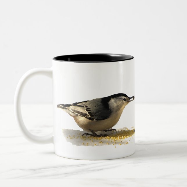 Caneca De Café Em Dois Tons Nuthatch de peito branco (Esquerda)