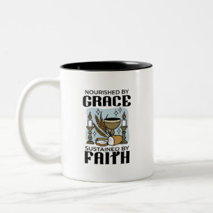 Caneca De Café Em Dois Tons Nutrido pela Graça, Sustentado pela Fé Design