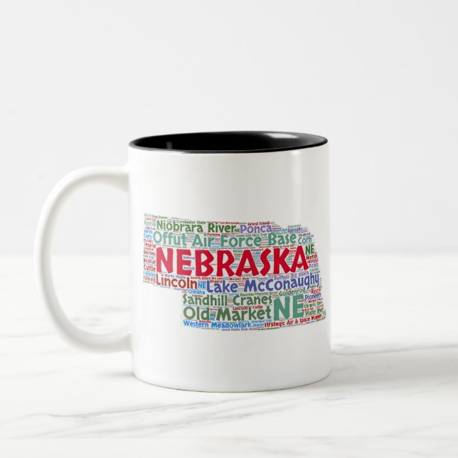 Caneca De Café Em Dois Tons Nuvem da palavra de Nebraska (Esquerda)