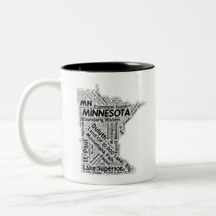 Caneca De Café Em Dois Tons Nuvem da palavra do estado de Minnesota