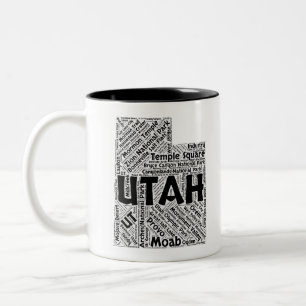 Caneca De Café Em Dois Tons Nuvem da palavra do estado de Utá