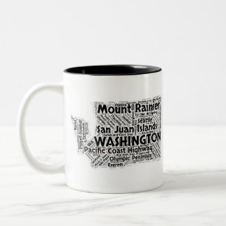 Caneca De Café Em Dois Tons Nuvem da palavra do estado de Washington