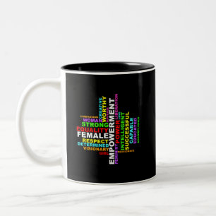 Caneca De Café Em Dois Tons Nuvem Forte de Palavras de Mulher