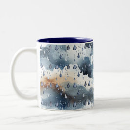 Caneca De Café Em Dois Tons Nuvens Azuis Dia Chuvoso 