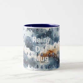 Caneca De Café Em Dois Tons Nuvens Azuis Dia Chuvoso
