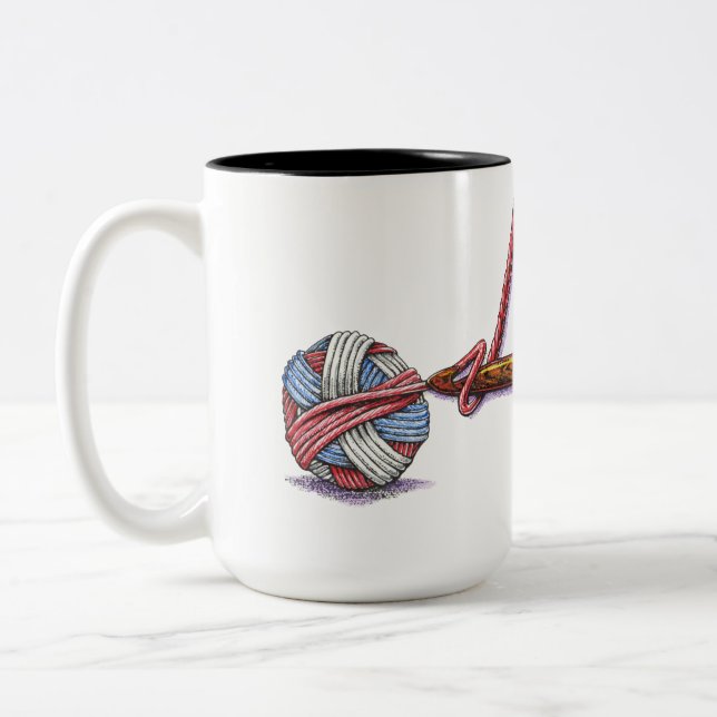 Caneca De Café Em Dois Tons NYC Crochet Guild 15oz mug (Esquerda)