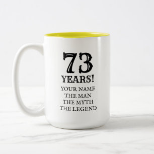 Caneca De Café Em Dois Tons O 73rd aniversário engraçado dois tonifica a ide