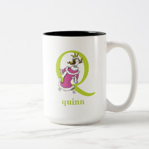 Caneca De Café Em Dois Tons O ABC do Dr. Seuss: Carta Q - Verde Adicione Seu
