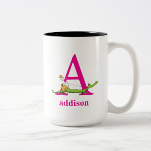 Caneca De Café Em Dois Tons O ABC do Dr. Seuss: Letra A - Rosa Adicione seu