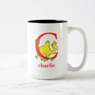 Caneca De Café Em Dois Tons O ABC do Dr. Seuss: Letra C - Vermelho Adicione S