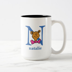 Caneca De Café Em Dois Tons O ABC do Dr. Seuss: Letra N - Azul   Adicione seu 