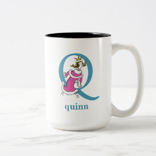 Caneca De Café Em Dois Tons O ABC do Dr. Seuss: Letra Q - Azul  Adicione Seu N