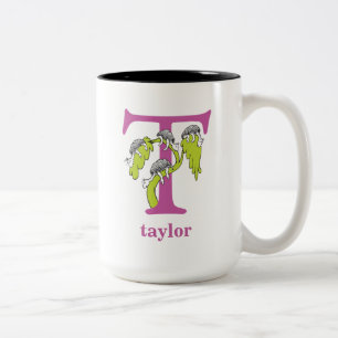 Caneca De Café Em Dois Tons O ABC do Dr. Seuss: Letra T - Roxo Adicione seu
