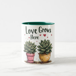 Caneca De Café Em Dois Tons O Amor Cresce Aqui