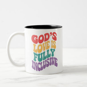 Caneca De Café Em Dois Tons O Amor de Deus é Totalmente Inclusivo Cristão Jesu