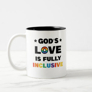 Caneca De Café Em Dois Tons O Amor de Deus é Totalmente Inclusivo Mês do Orgul