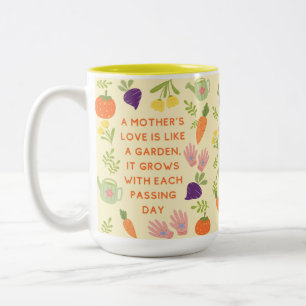 Caneca De Café Em Dois Tons O amor de uma mãe é como um jardim