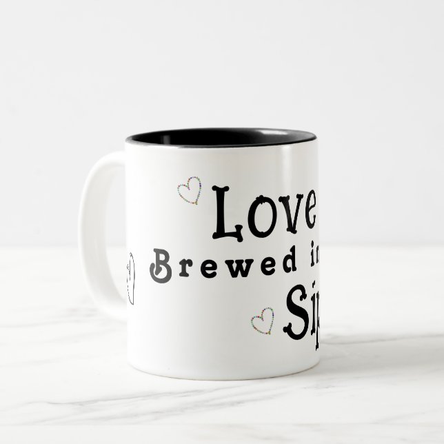 Caneca De Café Em Dois Tons O amor é feito em cada gole (Frente Esquerda)