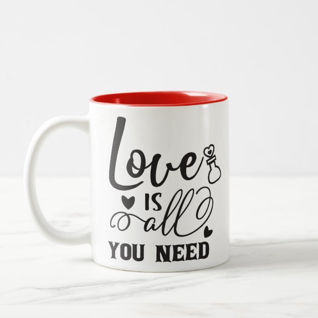 Caneca De Café Em Dois Tons O Amor é Tudo o que Você Precisa (Esquerda)