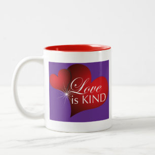 Caneca De Café Em Dois Tons O Amor É Um Tipo De Coração Vermelho Roxo, Duas