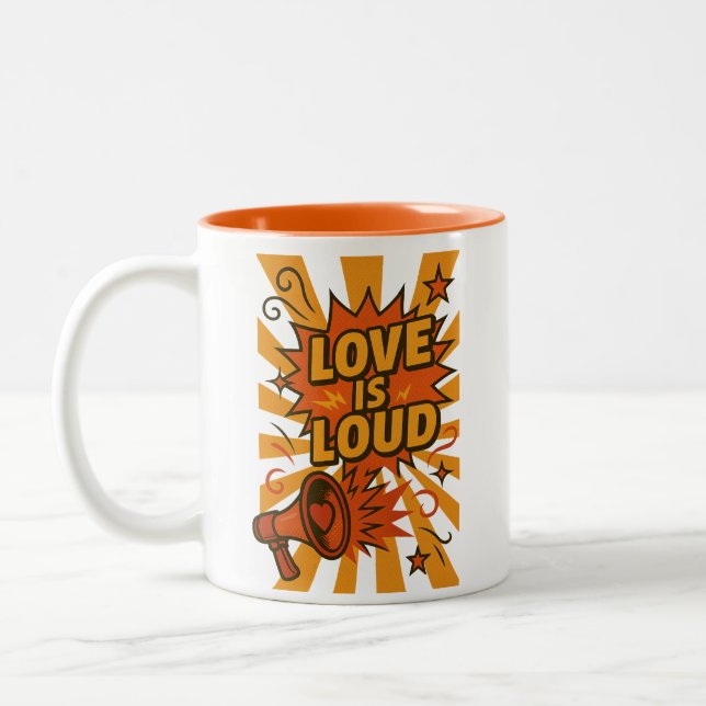 Caneca De Café Em Dois Tons O Amor é uma Afirmação Emocionante em Estilo de Qu (Esquerda)