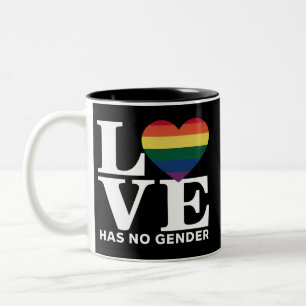 Caneca De Café Em Dois Tons O Amor Não Tem Gênero LGBTQ Orgulho Arco-Íris Mês