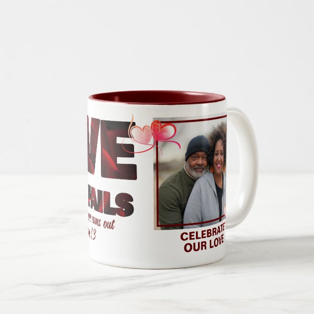 Caneca De Café Em Dois Tons O AMOR NUNCA FALHA A Foto Cristã (Frente Esquerda)