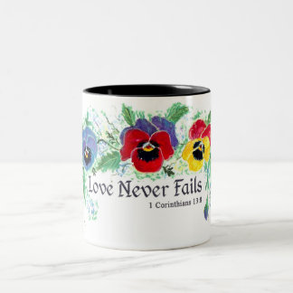 Caneca De Café Em Dois Tons O amor nunca falha (os pansies)