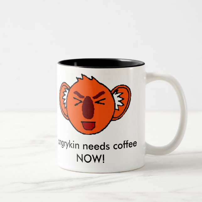 Caneca De Café Em Dois Tons o angrykin precisa o café AGORA! (Direita)
