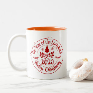 Caneca De Café Em Dois Tons O Ano do Bloqueio 2020 - Feliz Natal