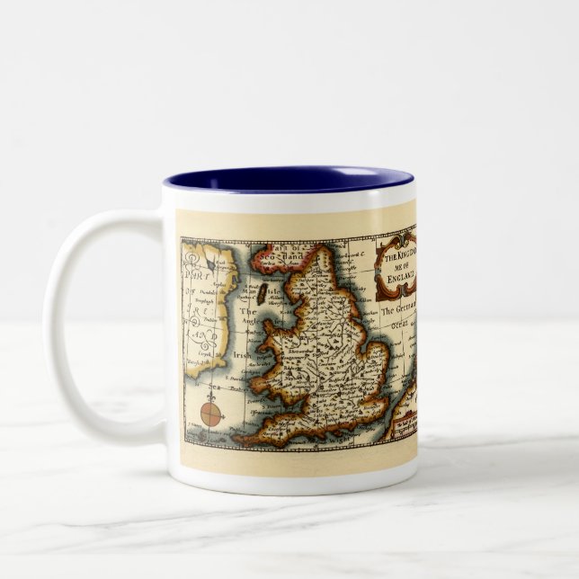 Caneca De Café Em Dois Tons O Antigo Mapa Atlas Antiquário do Reino da Inglate (Esquerda)