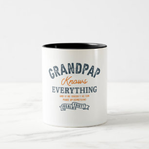 Caneca De Café Em Dois Tons O Avô Sabe Tudo Cita O Vovô Engraçado