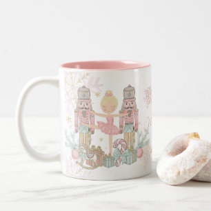 Caneca De Café Em Dois Tons O Balé Putcracker Pastel Blush Pink Natal