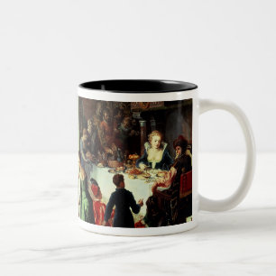 Caneca De Café Em Dois Tons O banquete do inverno, recolhendo no estado bávar
